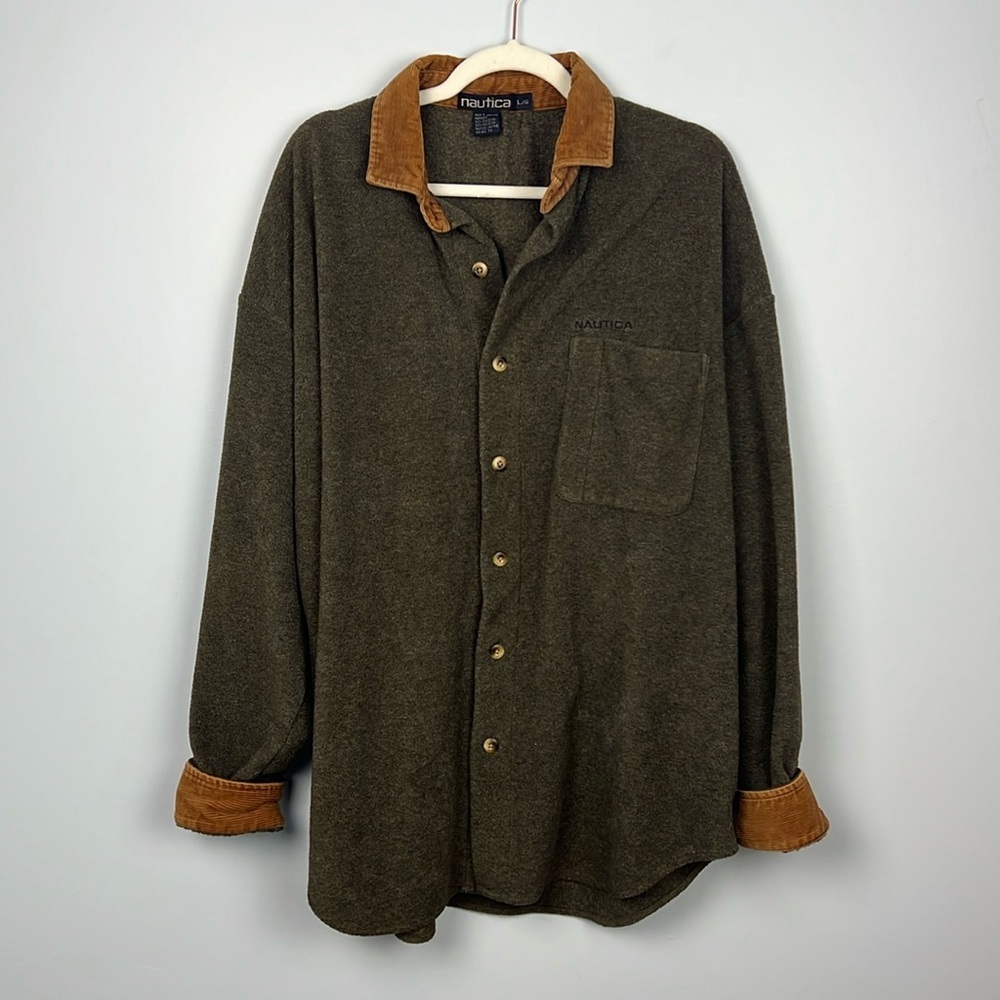 Nautica vintage Nautech fleece corduroy collared men’s button down shacket large